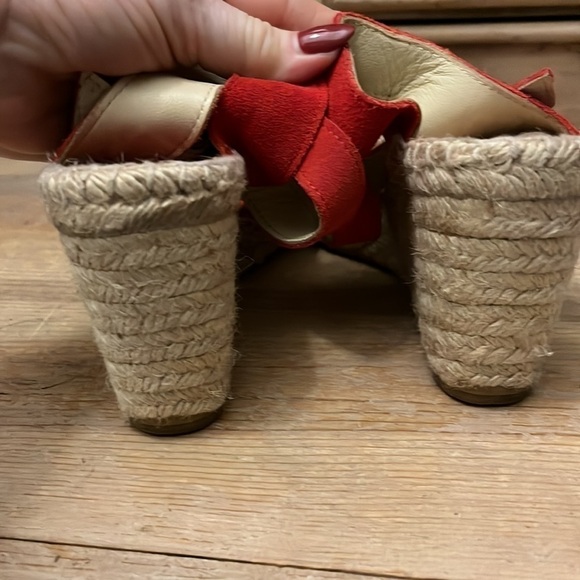 Soludos Sandals Espadrilles Wedge Red Suede Size 9 - Picture 5 of 9